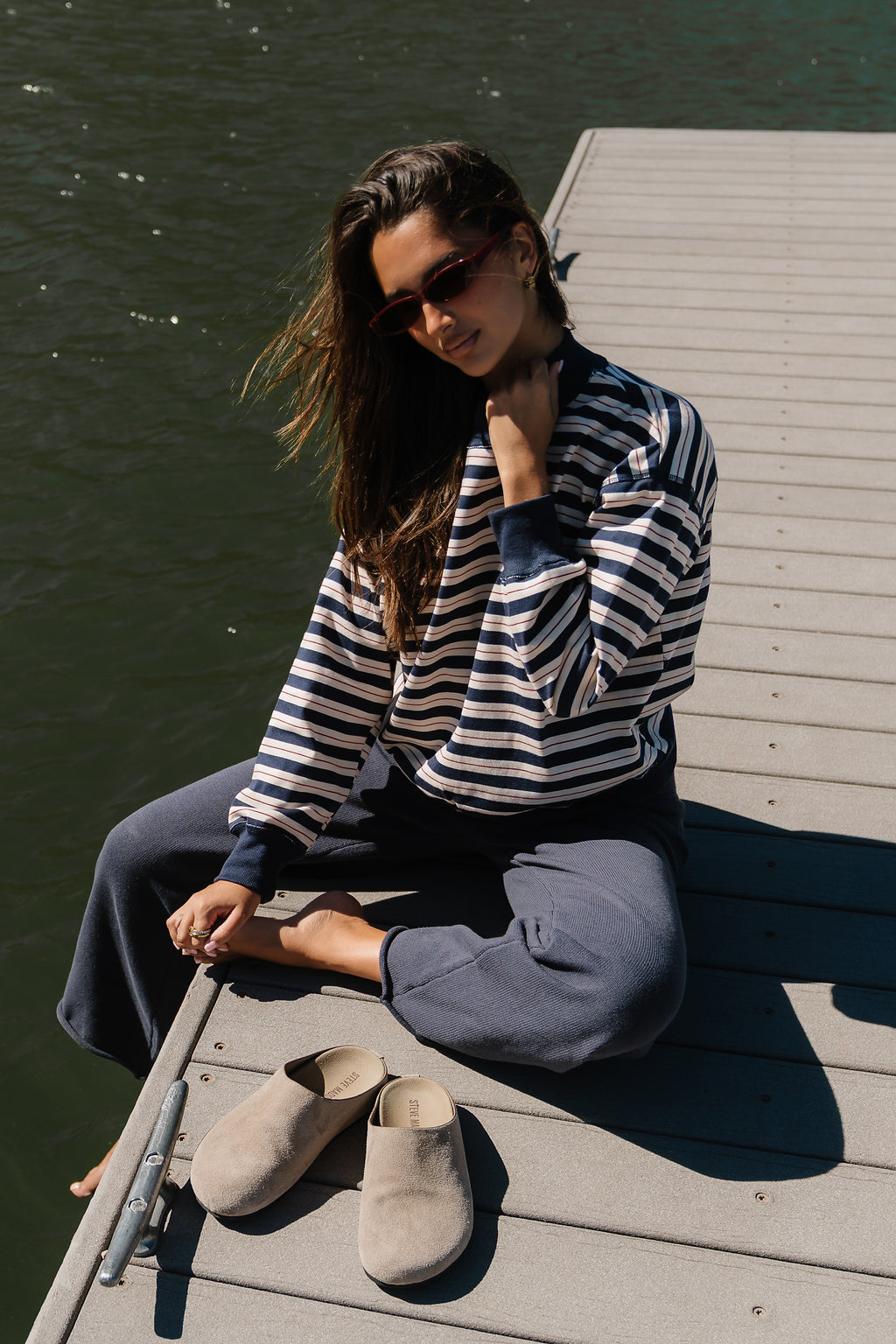 Chloe Striped Mock Neck Sweater