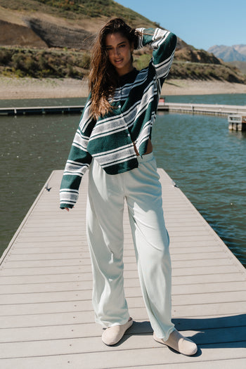 Emilia Striped Sweater in Hunter Green
