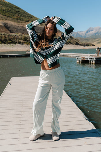 Emilia Striped Sweater in Hunter Green