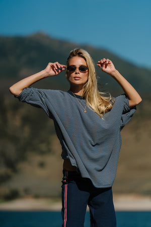 Shelby Striped Top in Navy
