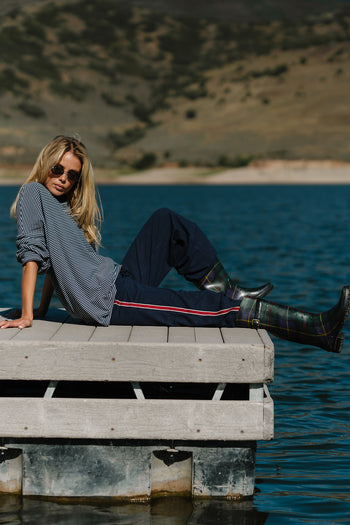 Shelby Striped Top in Navy