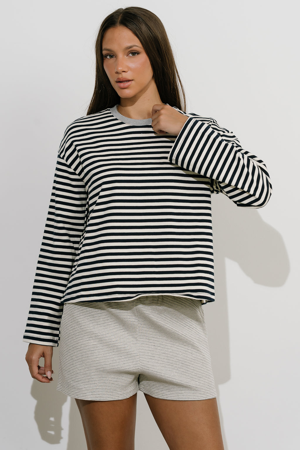Lola Striped Top in Navy