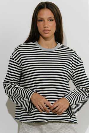 Lola Striped Top in Navy