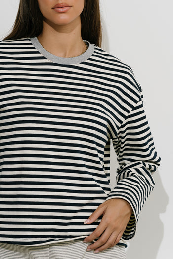 Lola Striped Top in Navy