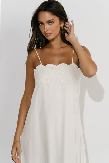 Lana Lace Midi Dress in Ivory