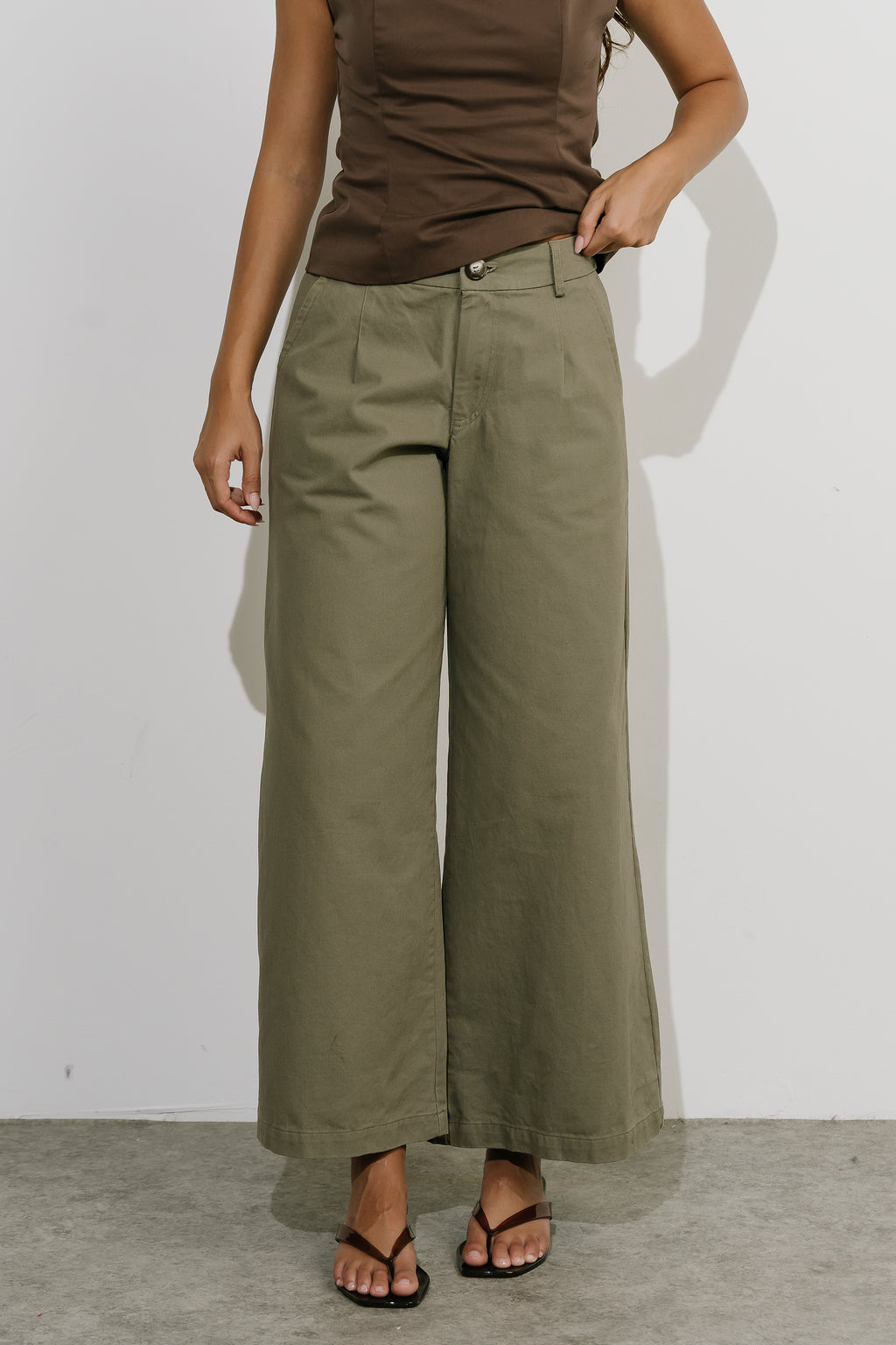 Jannah Wide Leg Pants in Olive - FINAL SALE