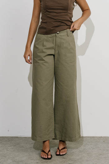 Jannah Wide Leg Pants in Olive - FINAL SALE