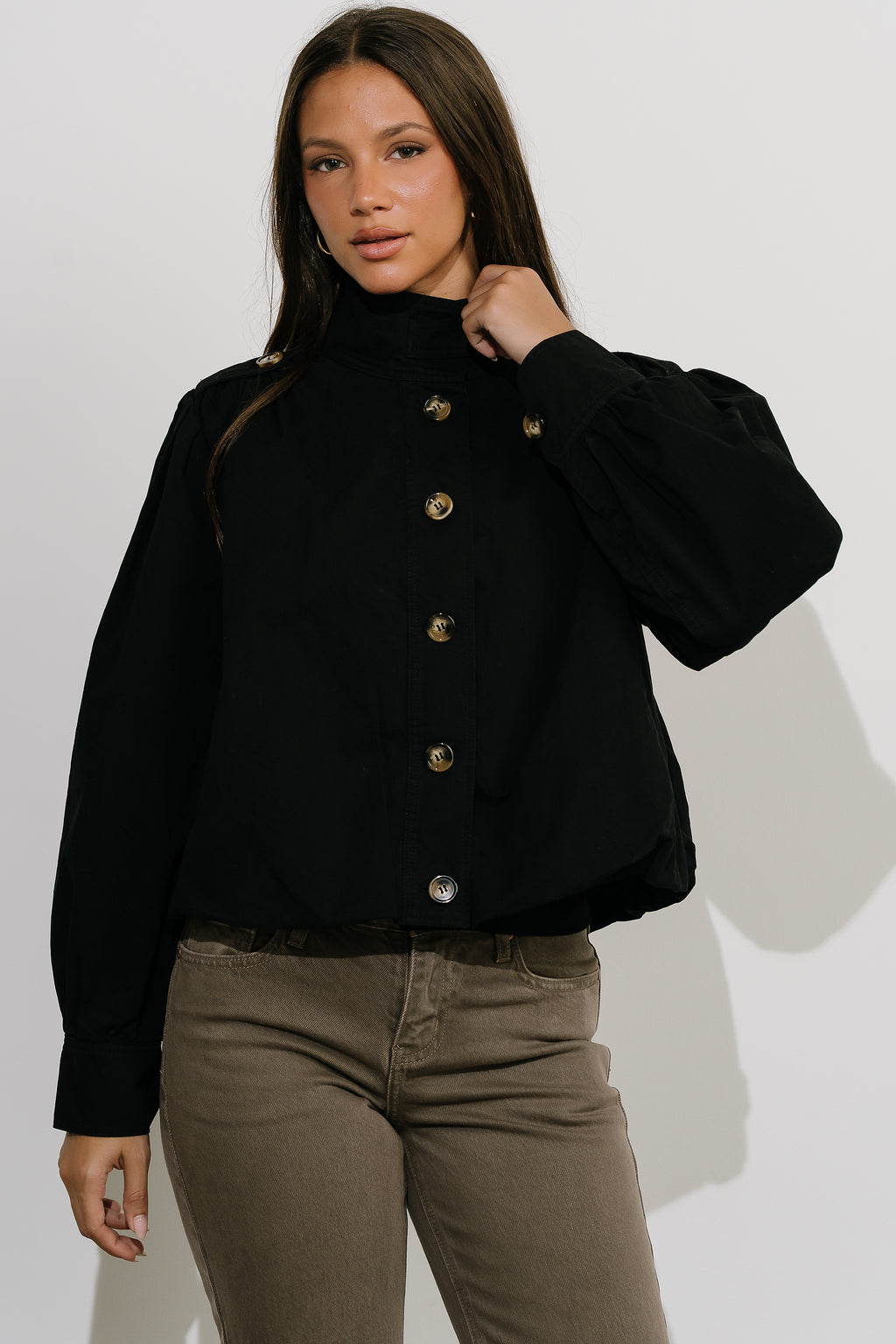 Gia Bubble Jacket in Black