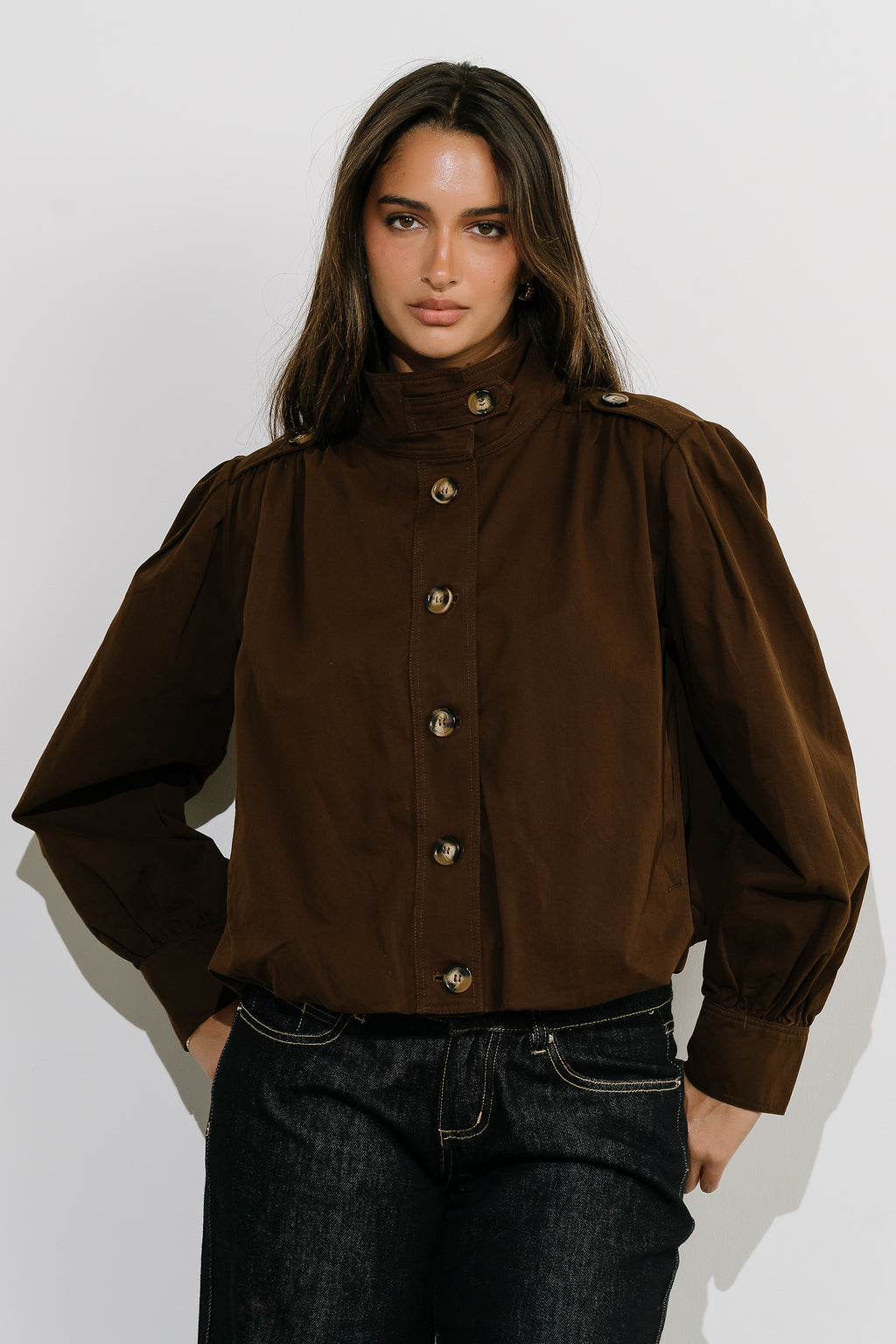 Gia Bubble Jacket in Dark Brown