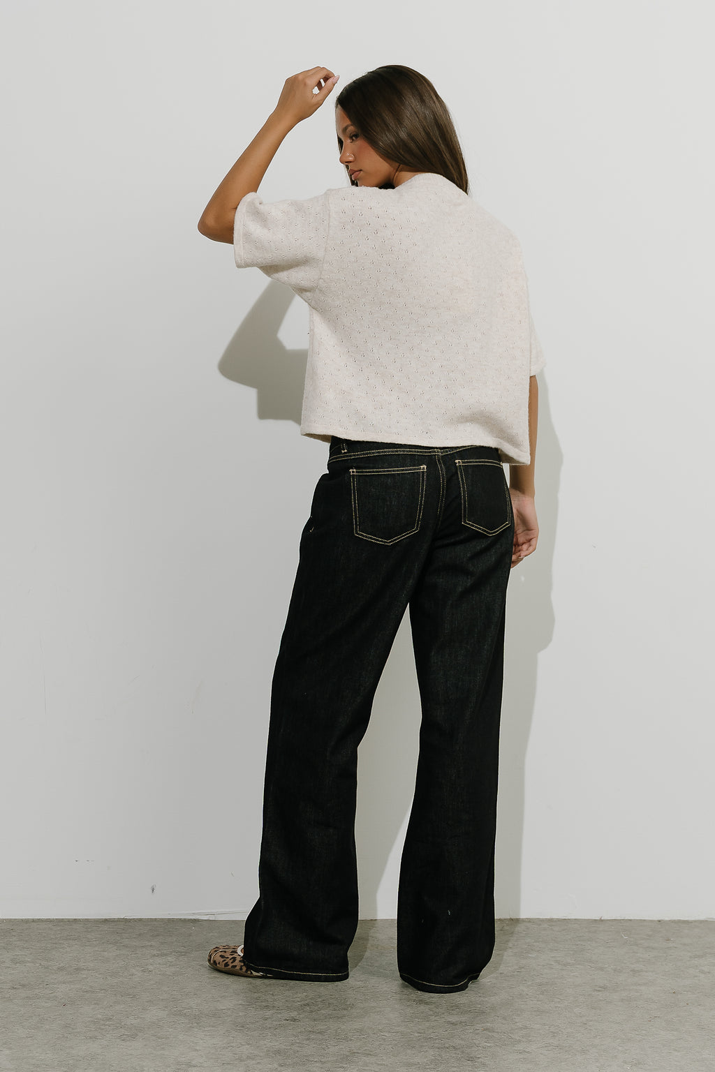 Monroe Pointelle Cardigan in Oatmeal