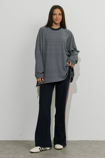 Stacey Stripe Trousers in Navy