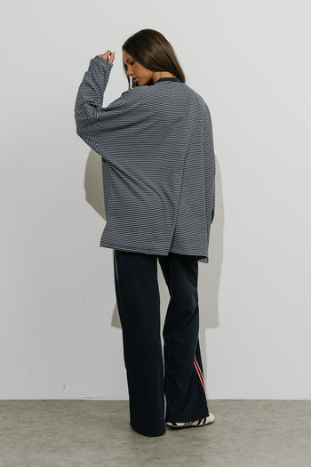 Stacey Stripe Trousers in Navy