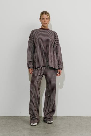 Antonella Striped Top in Wine