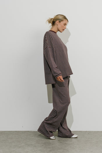 Antonella Striped Top in Wine