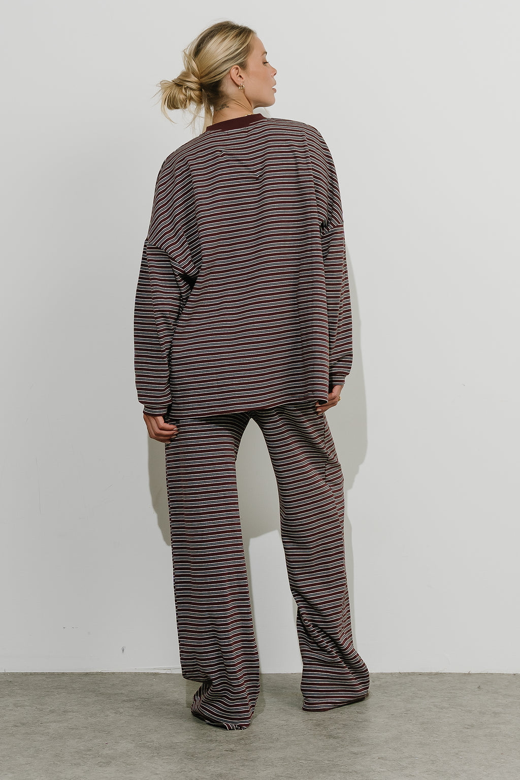 Antonella Striped Top in Wine