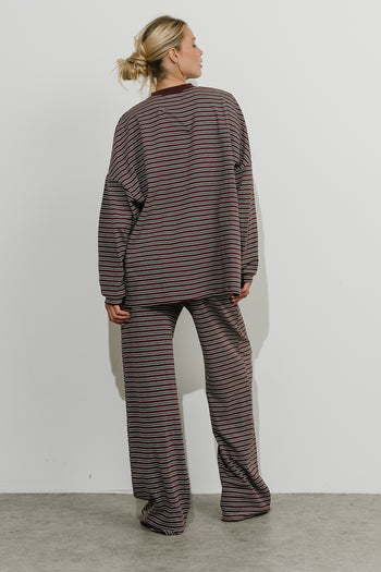 Antonella Striped Top in Wine