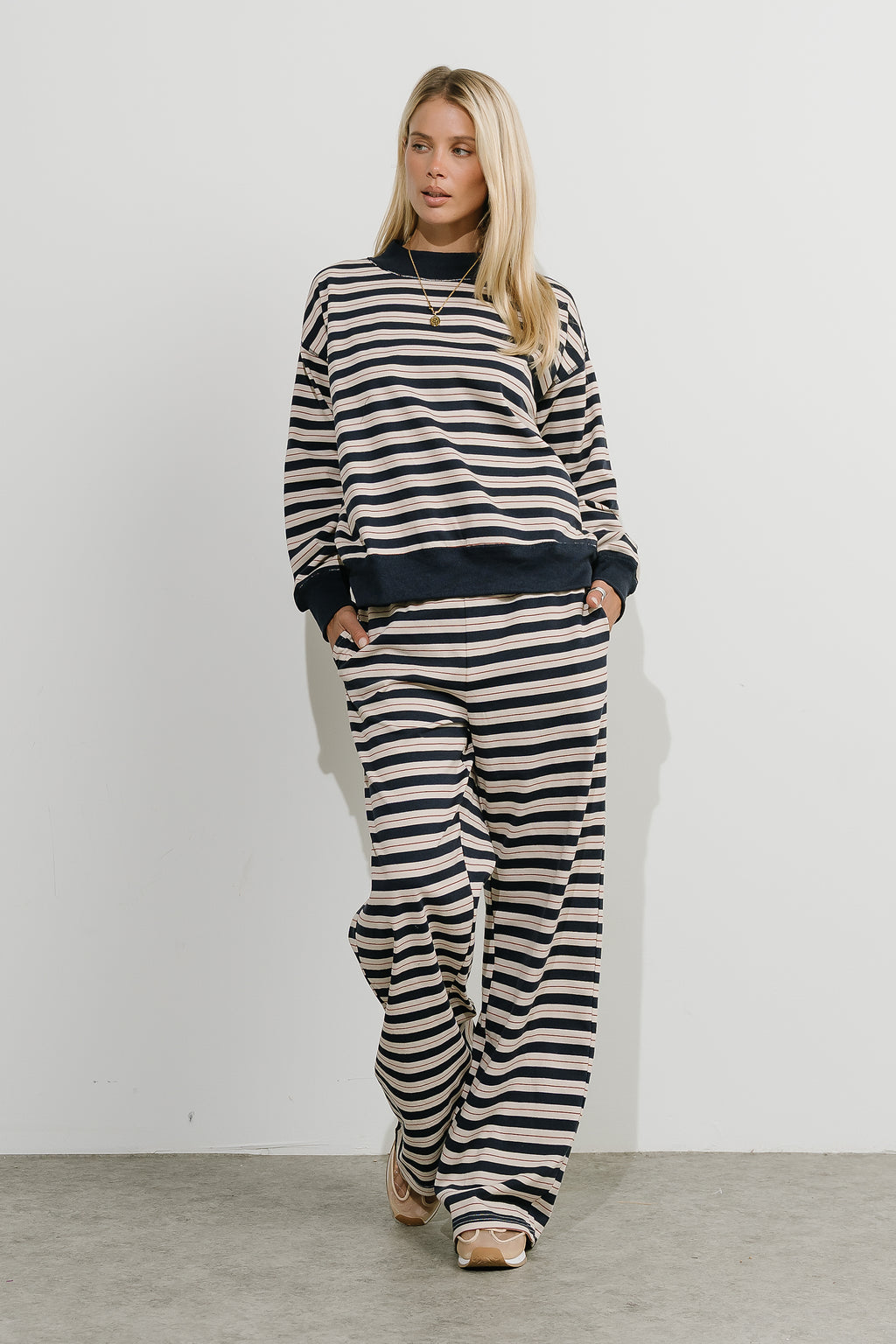 Chloe Striped Mock Neck Sweater