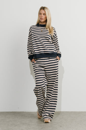 Chloe Striped Mock Neck Sweater