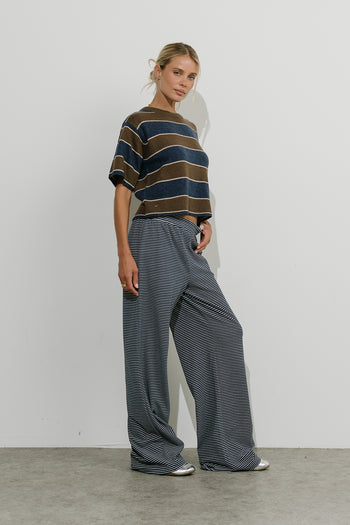 Tracy Striped Sweater Tee in Brown