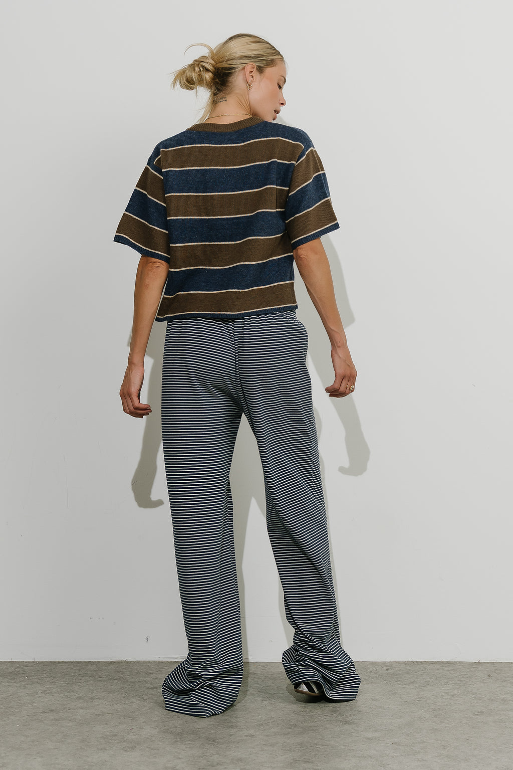 Tracy Striped Sweater Tee in Brown