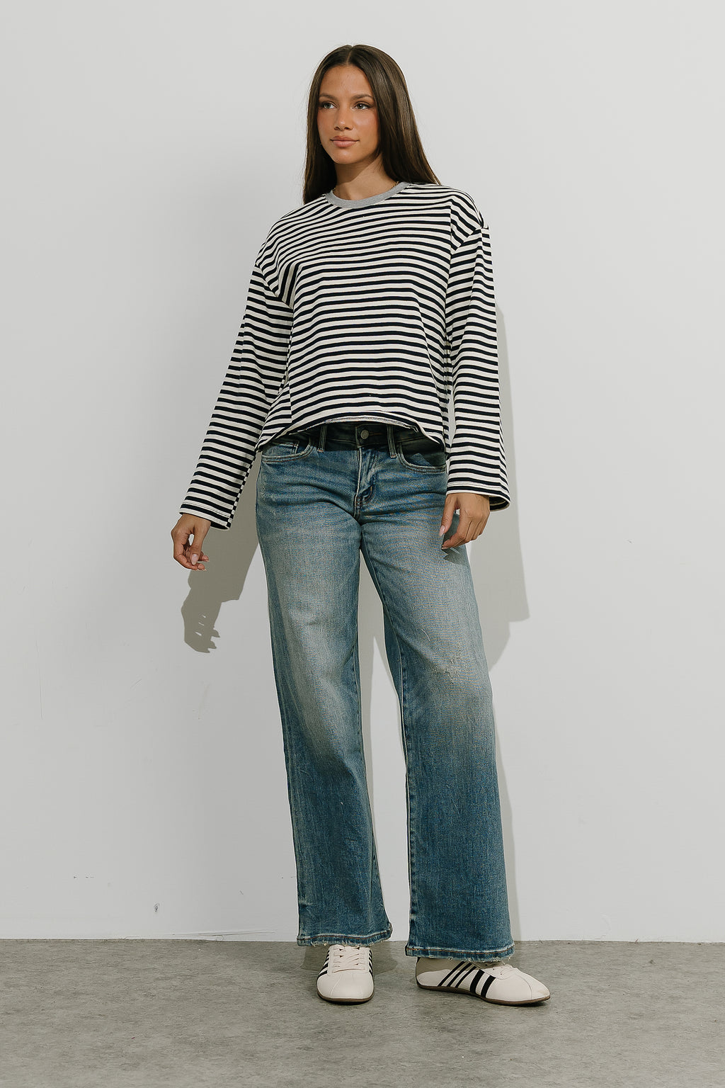 Lola Striped Top in Navy