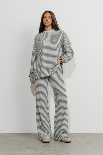 Antonella Striped Pants in Grey