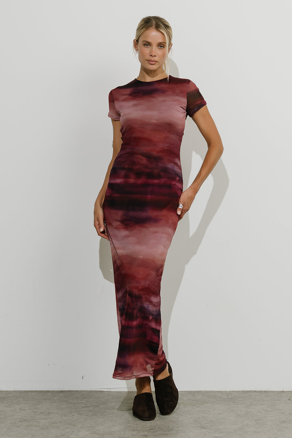 Kathy Mesh Watercolor Maxi Dress
