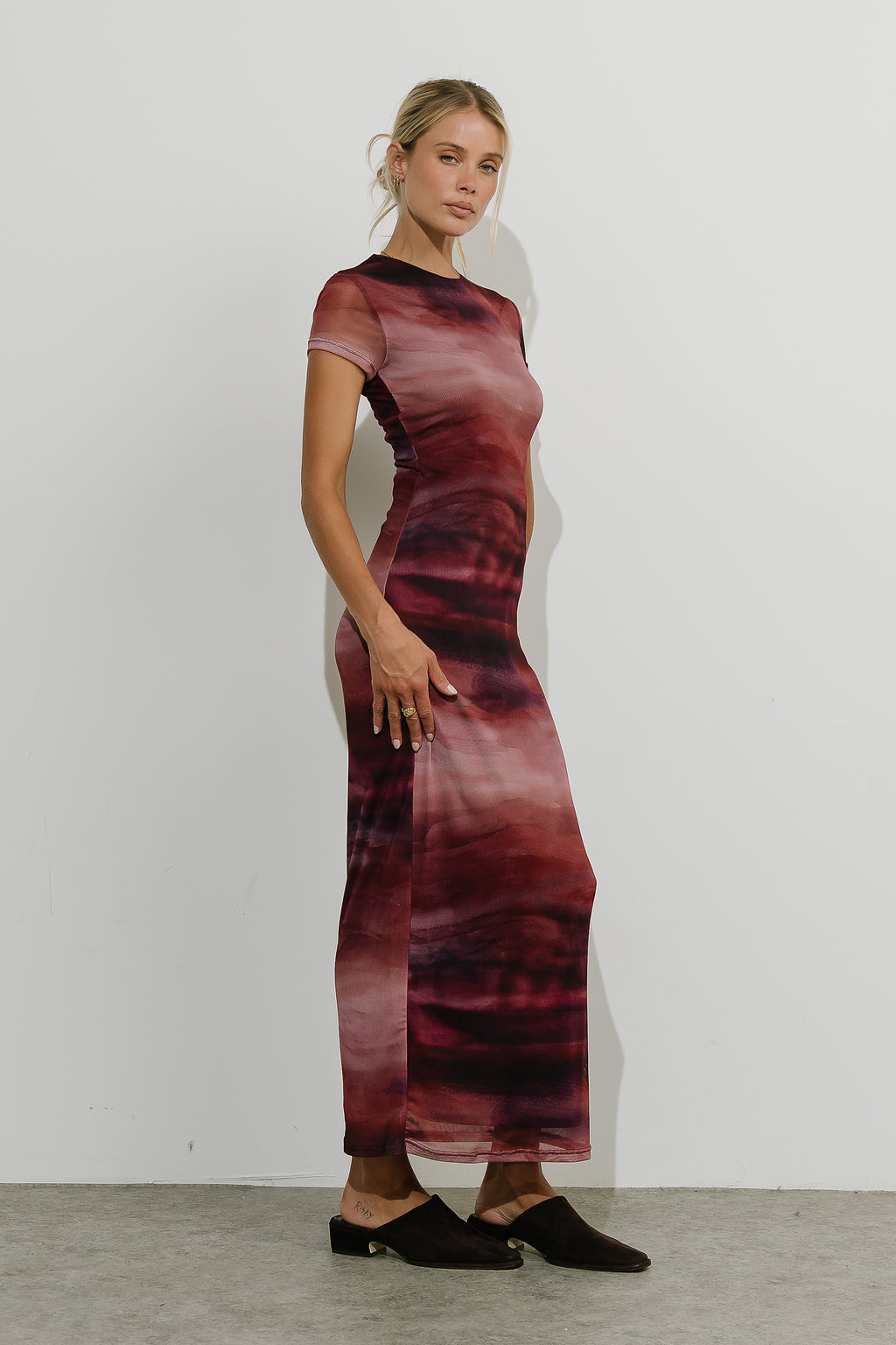 Kathy Mesh Watercolor Maxi Dress