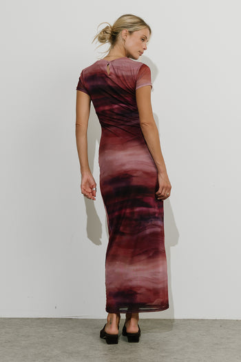 Kathy Mesh Watercolor Maxi Dress