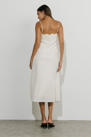 Lana Lace Midi Dress in Ivory