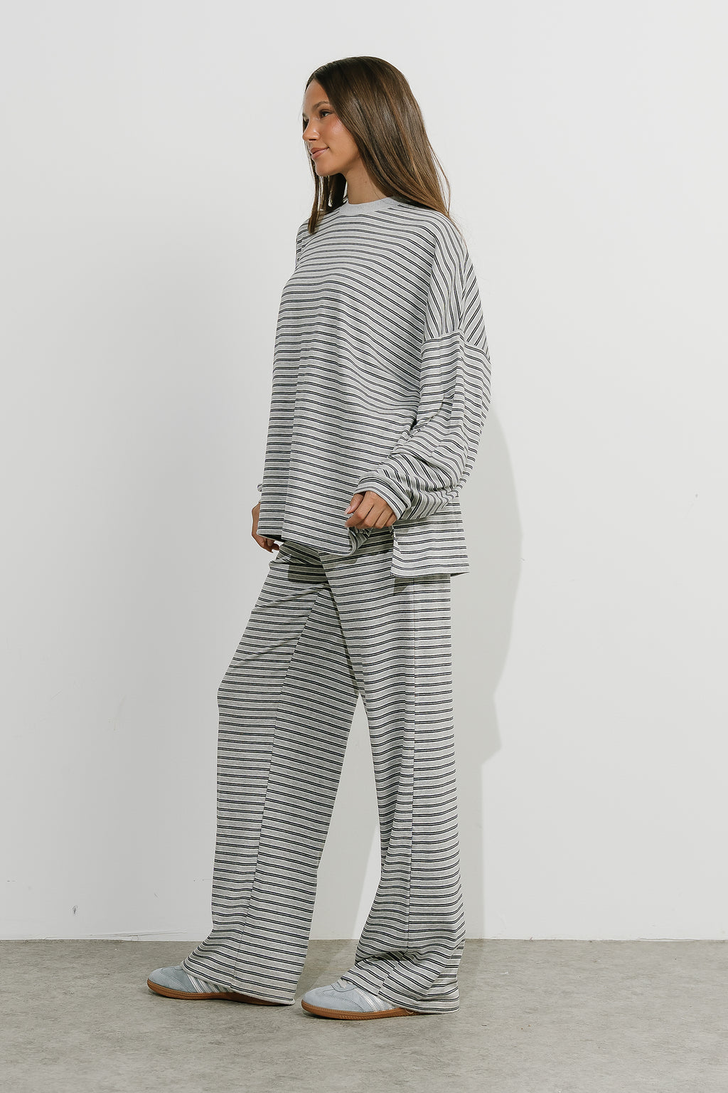 Antonella Striped Pants in Grey