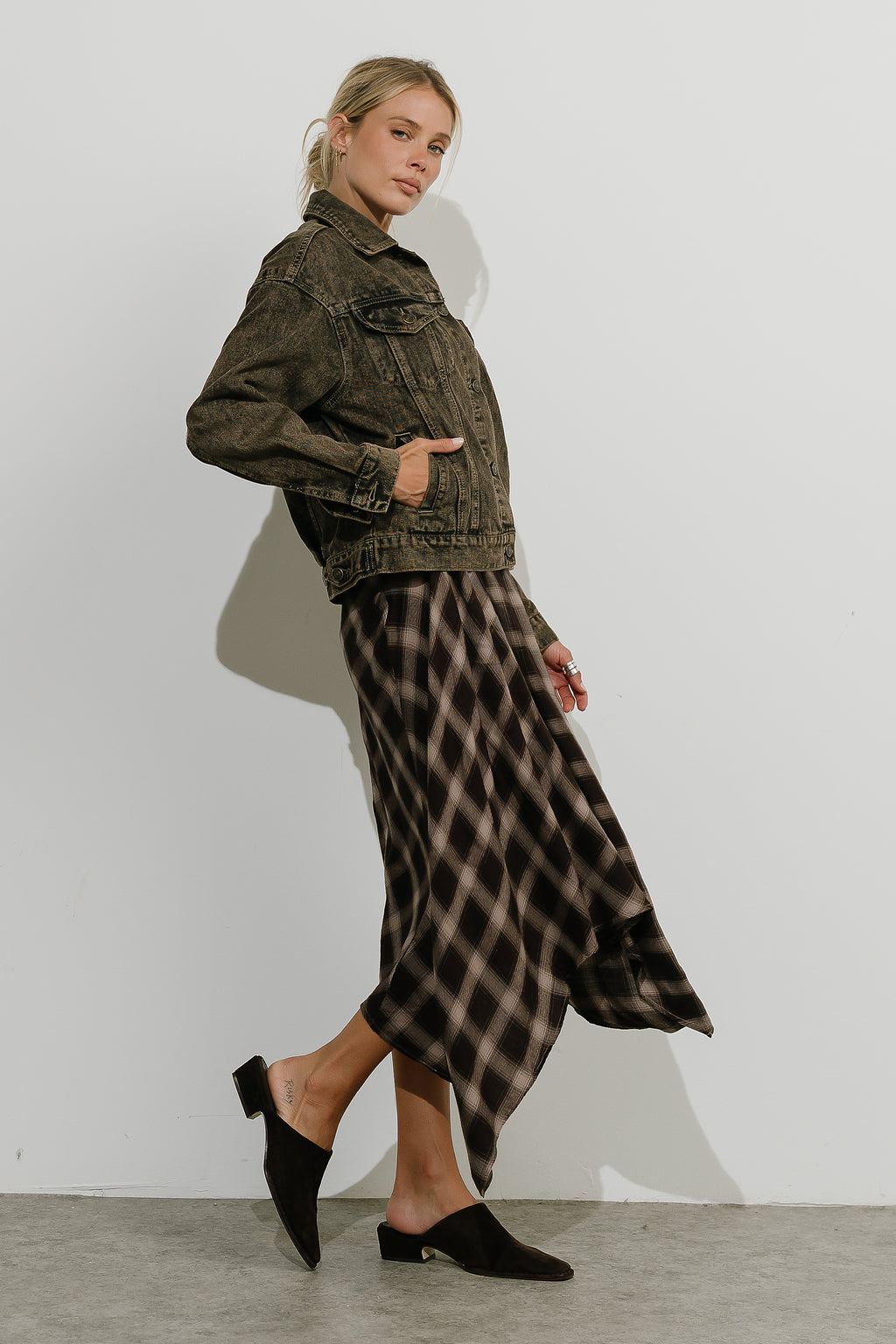Esme Plaid Midi Skirt
