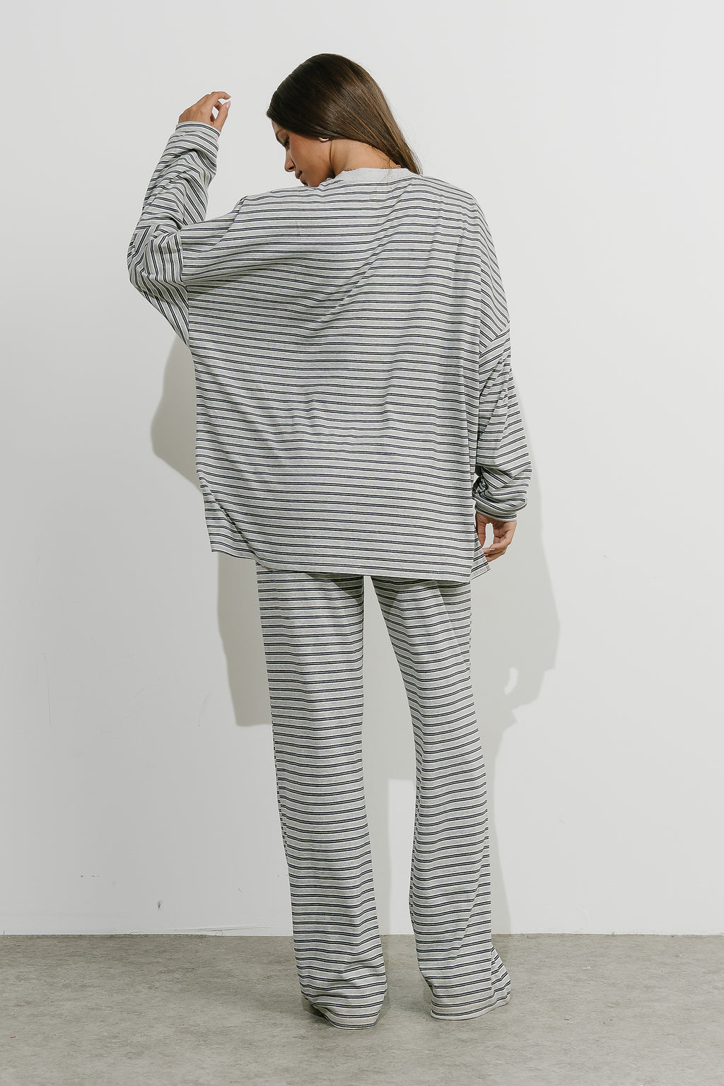 Antonella Striped Pants in Grey