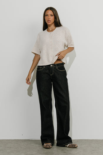 Monroe Pointelle Cardigan in Oatmeal