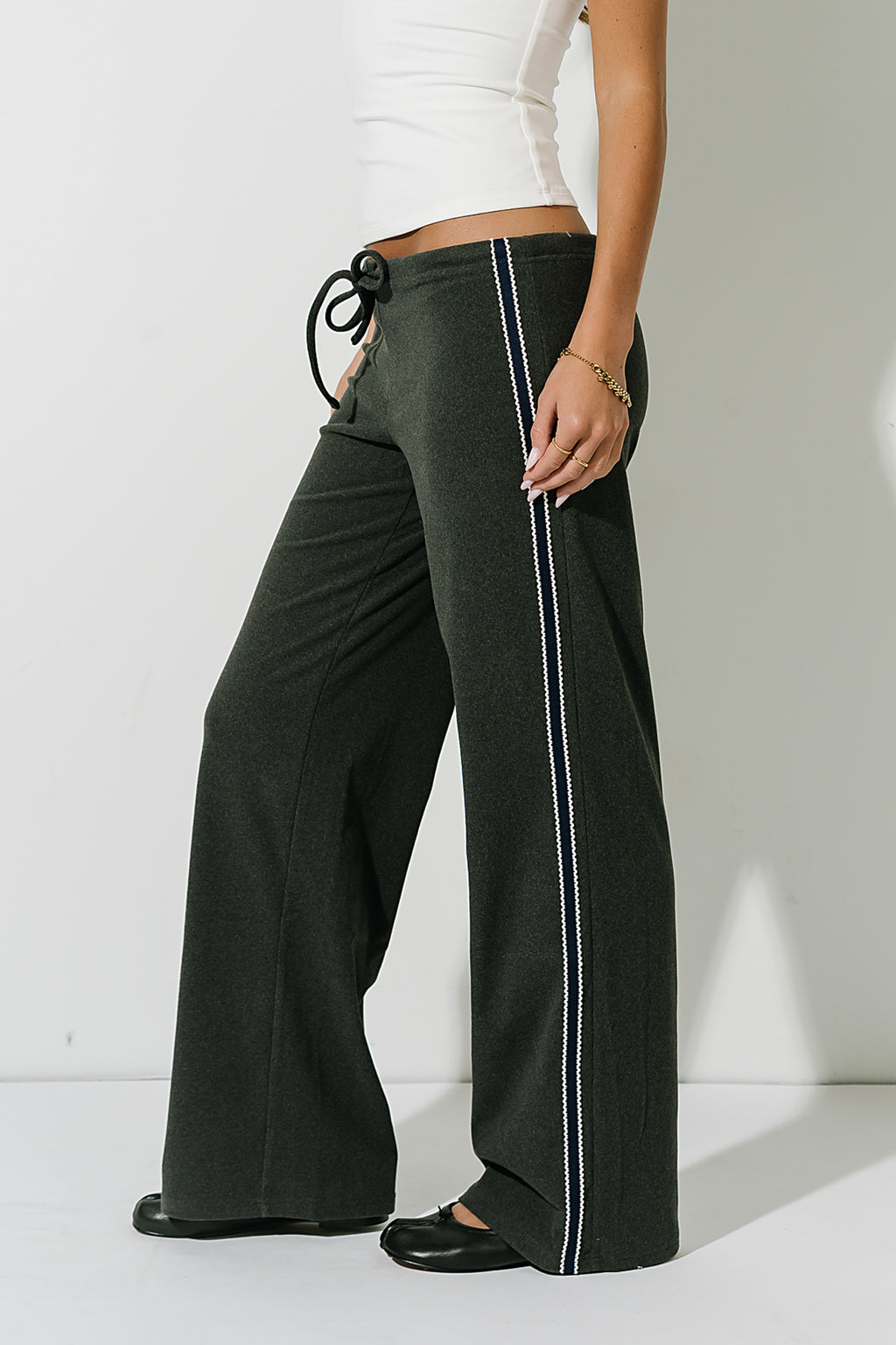 Stacey Stripe Trousers in Charcoal