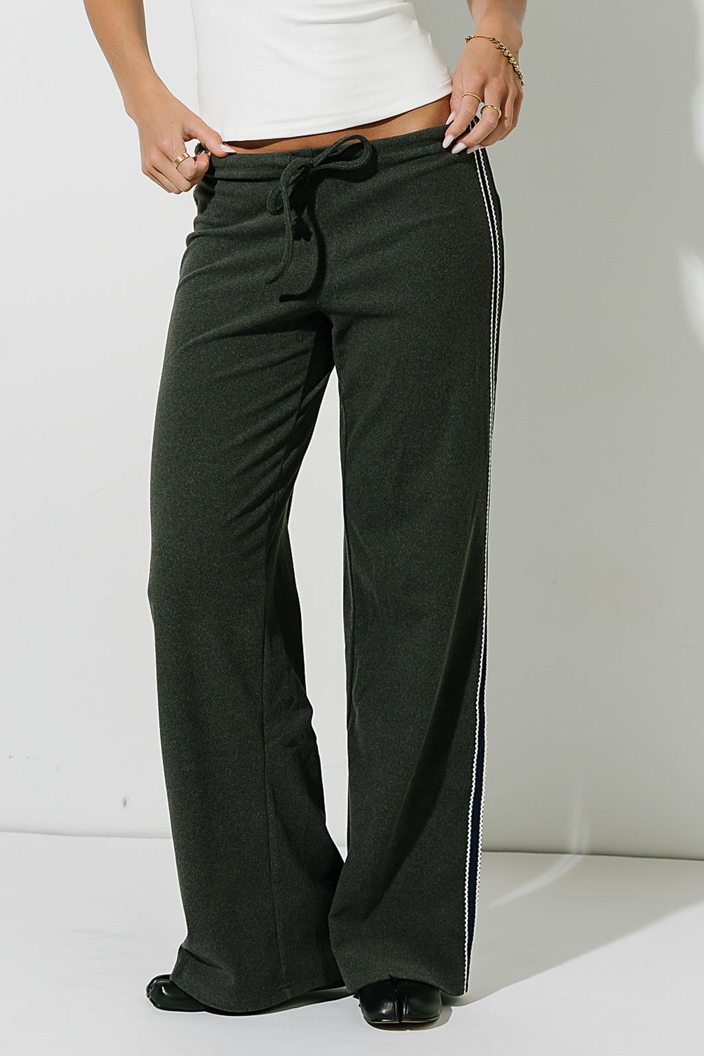 Stacey Stripe Trousers in Charcoal