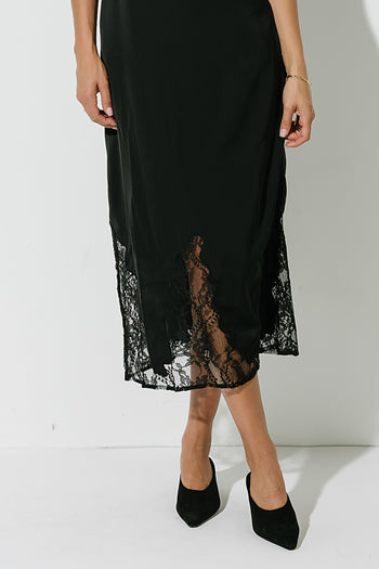 Alaina Lace Maxi Dress in Black