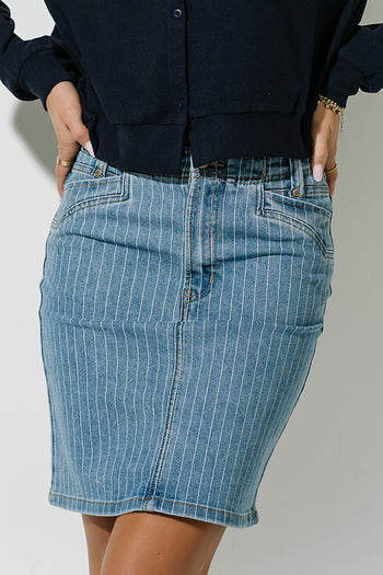 Parker Striped Denim Knee Length Skirt