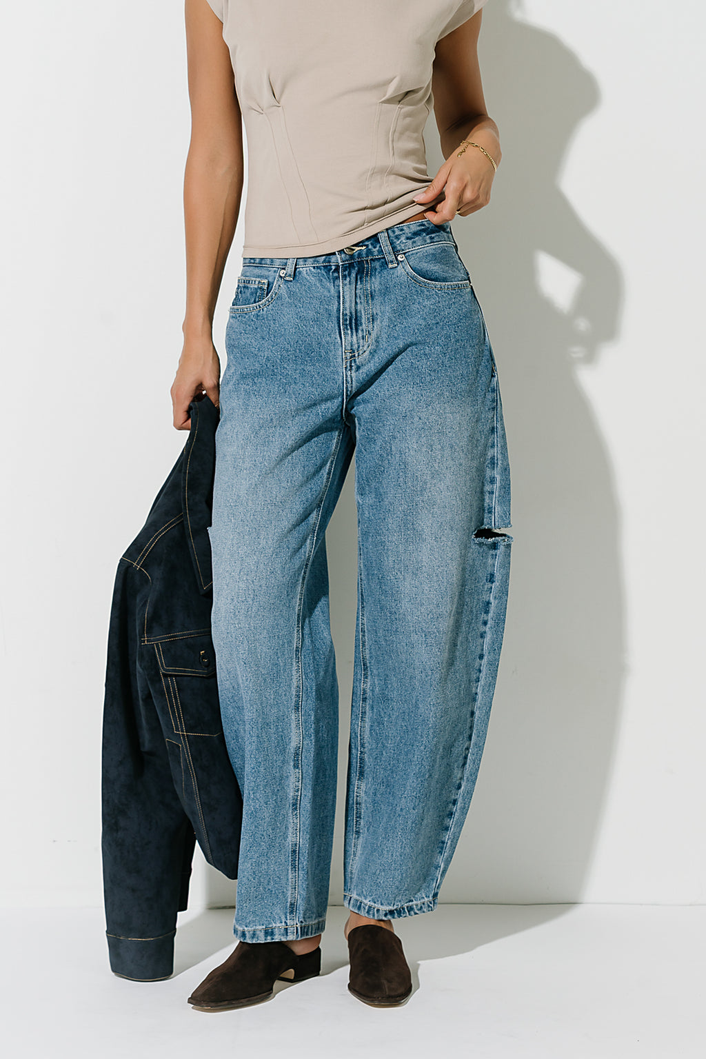 Iris High Rise Barrel Jeans