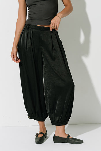 Barbara Satin Balloon Pants in Black