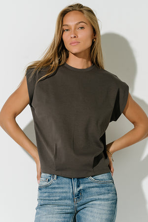 Benji Muscle Tee in Charcoal