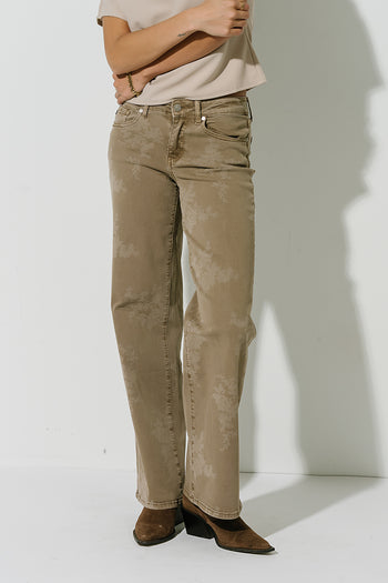 Brenda Mid Rise Floral Wide Leg Jeans