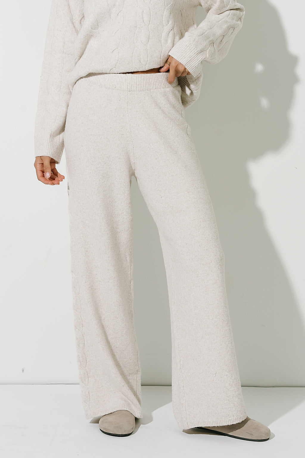 Celine Wide Leg Pants in Oatmeal
