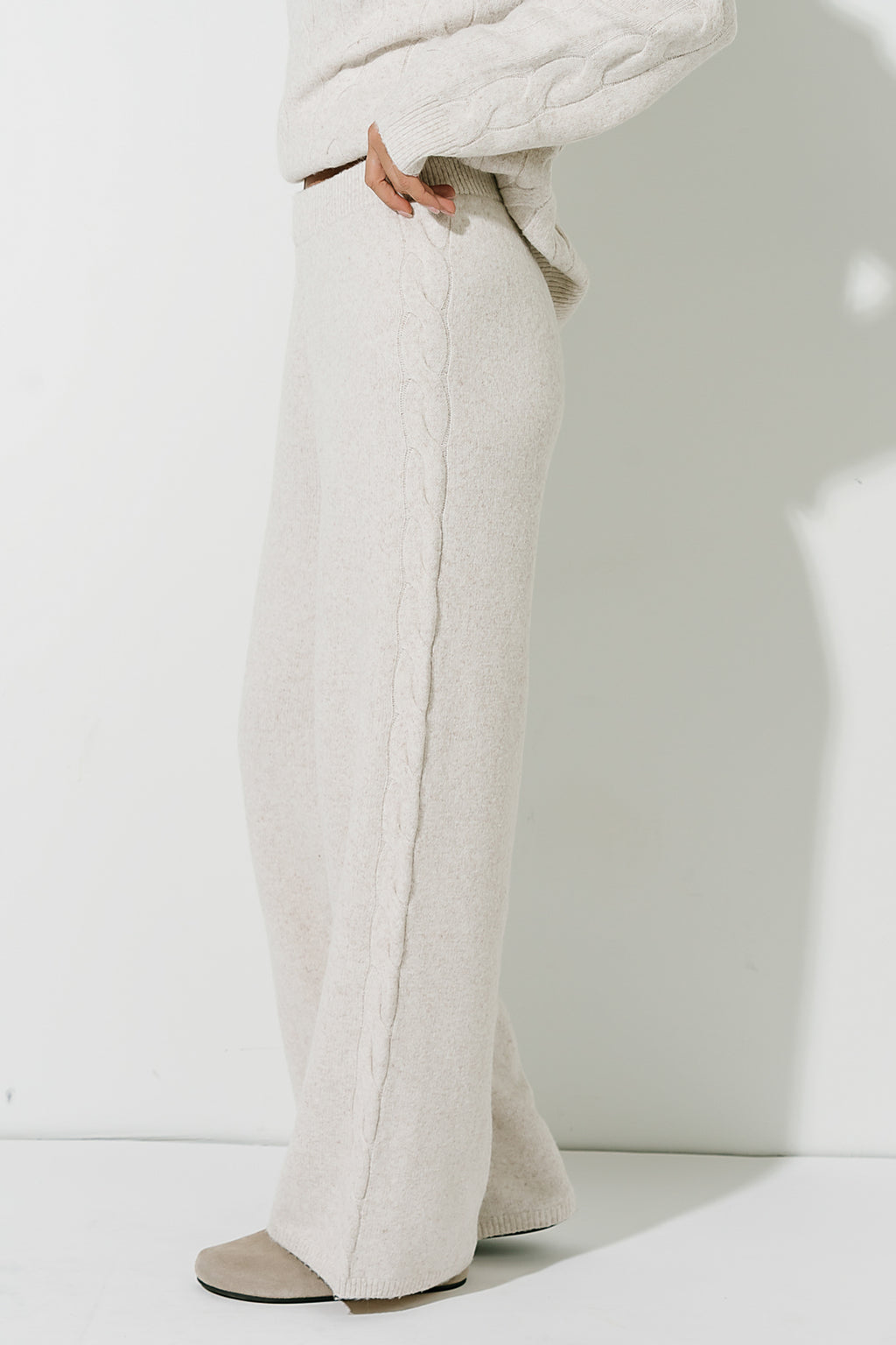 Celine Wide Leg Pants in Oatmeal