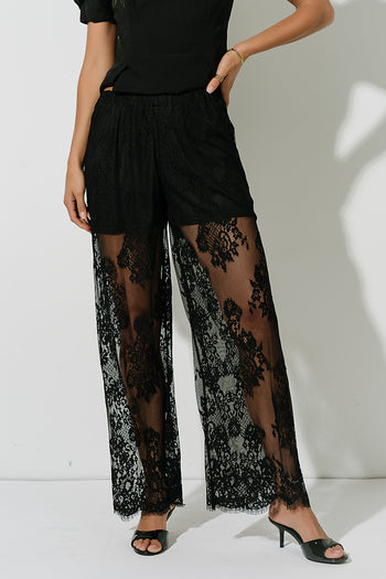 Lucille Lace Pants in Black
