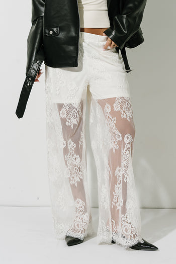 Lucille Lace Pants in Off White