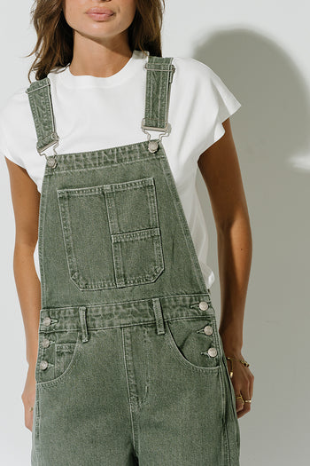 Tansy Denim Overalls in Olive