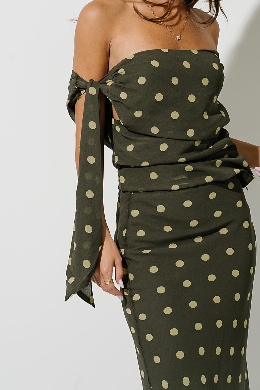 Haven Polka Dot Skirt in Olive