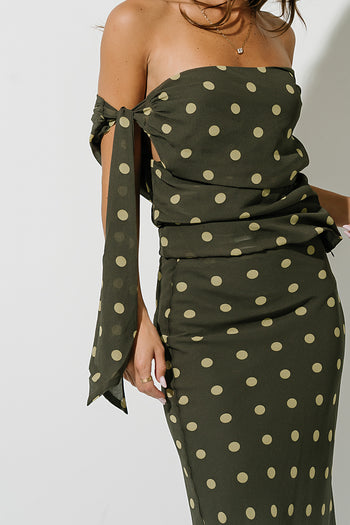 Haven Polka Dot Skirt in Olive