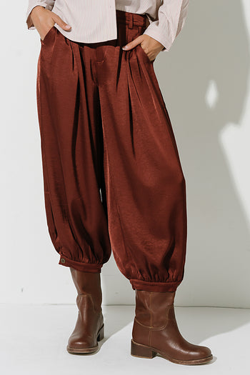 Barbara Satin Balloon Pants in Rust
